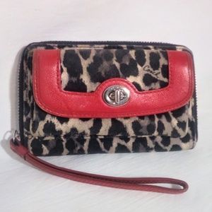 Coach leopard print wallet Wristlet EUC